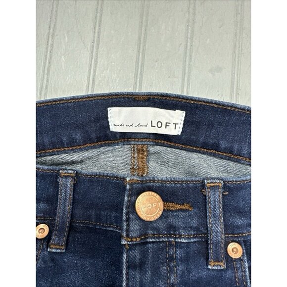 Loft Size 27 4 Womens Jeans Mid Rise Skinny Crop Stretch Dark Wash - Picture 2 of 3
